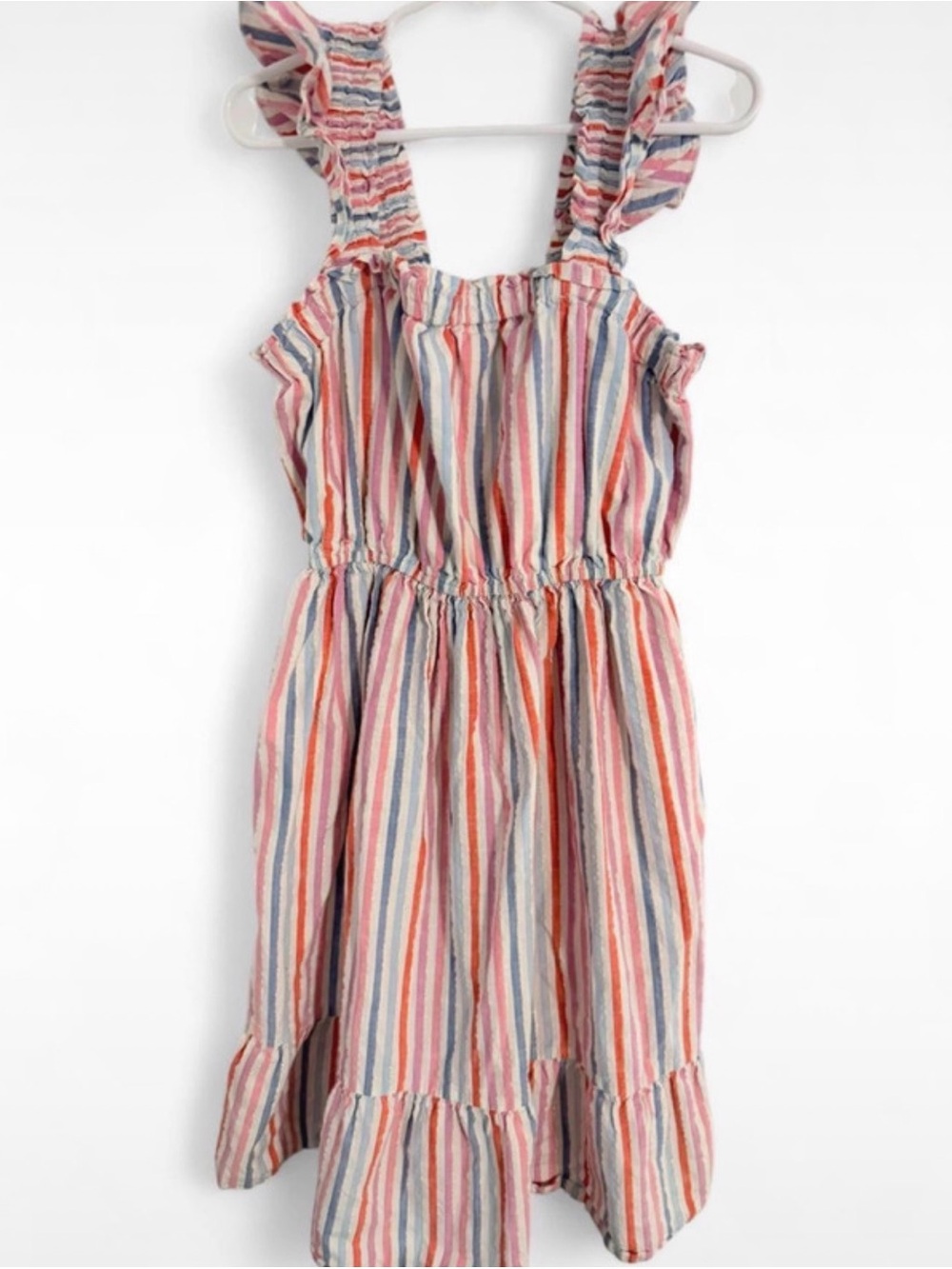 Striped Multi-Color Ruffled Strap Kids Dress